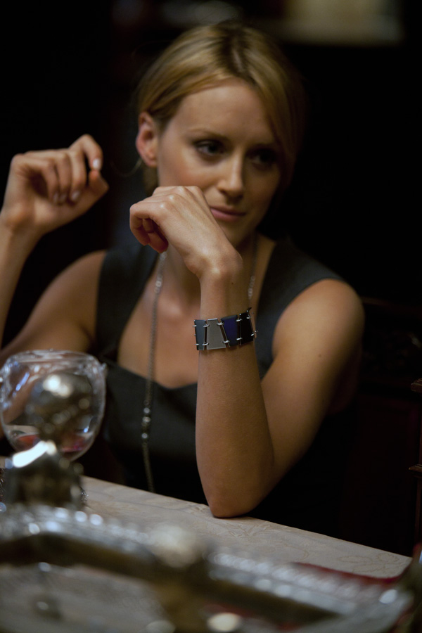 Photo of Taylor Schilling with Rearden Metal bracelet