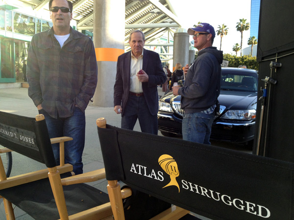 Photo of Harmon Kaslow and John Aglialoro during the filming of "Atlas Shrugged: The Strike"
