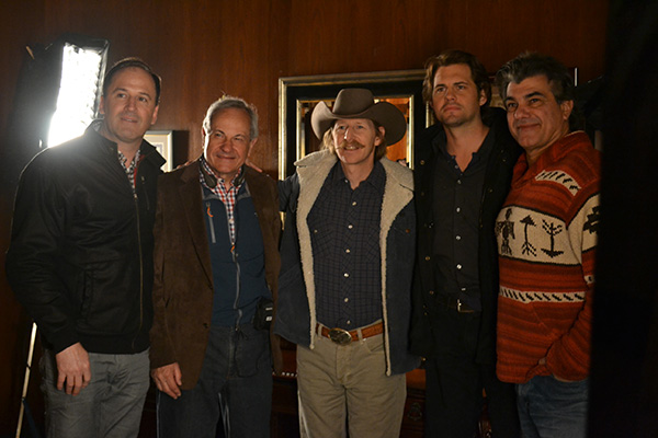 Photo of Harmon Kaslow, John Aglialoro, Lew Temple, Kris Polaha, and Jim Manera on set