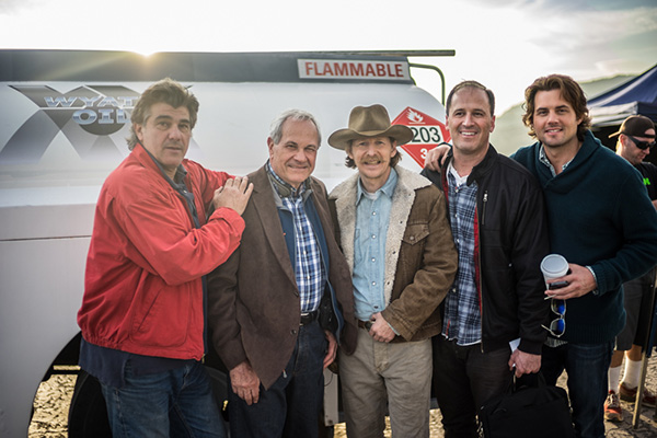 Photo of Jim Manera, John Aglialoro, Lew Temple, Harmon Kaslow, and Kris Polaha filming in Galt's Gulch