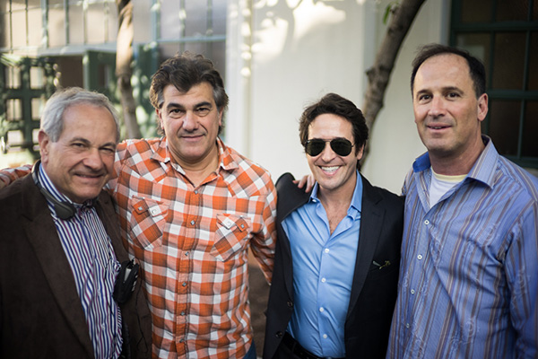 Photo of John Aglialoro, Jim Manera, Rob Morrow, and Harmon Kaslow on the set of ASP3