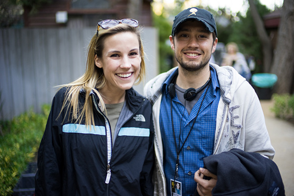 Photo of Kira Halling and Matt Wood on the set of "Atlas Shrugged: Who is John Galt?"